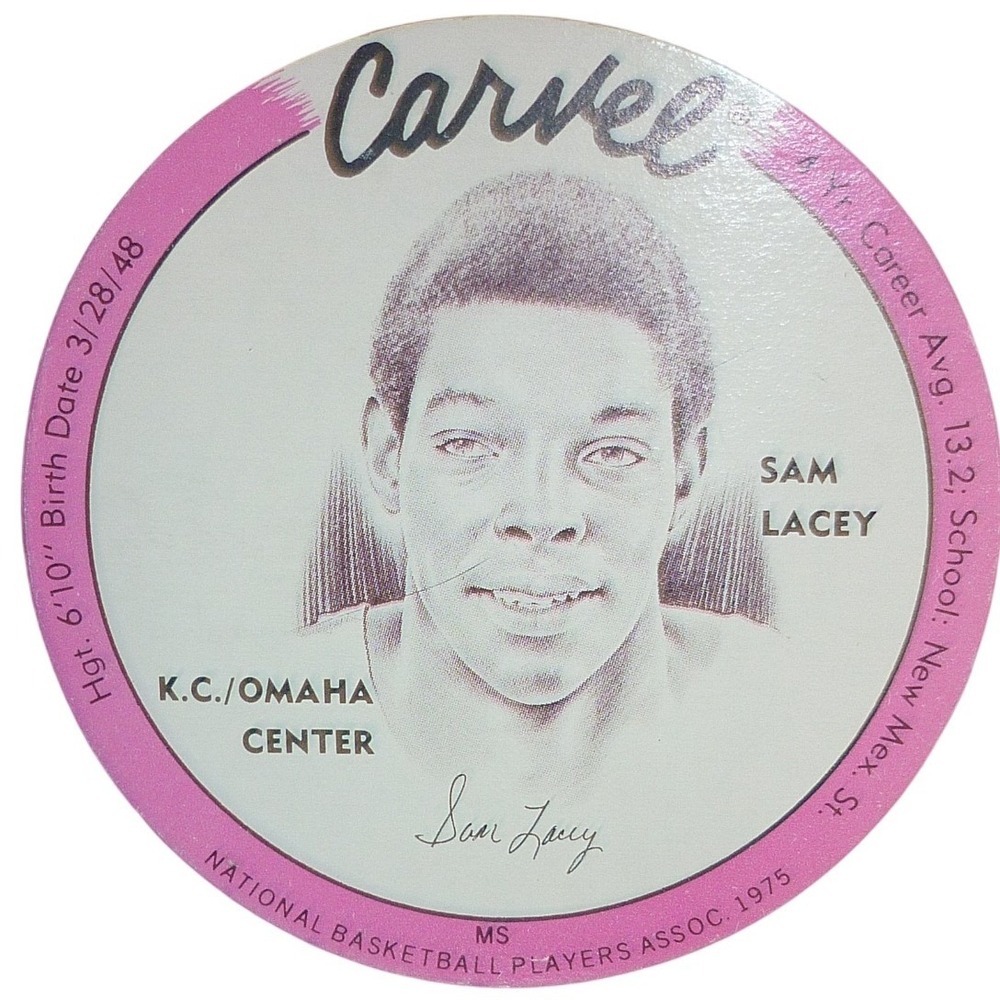 1975 Carvel Ice Cream Sam‎ Lacey KC Omaha Kings NBA Basketball Disc Card
